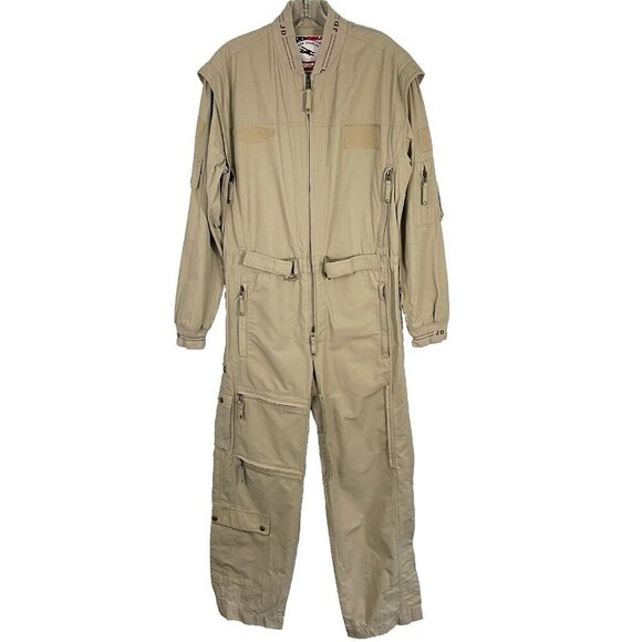 Pro Flight Suits by John Douglas Aviator Wear Beige Pilots Jumpsuit Small - Picture 1 of 16
